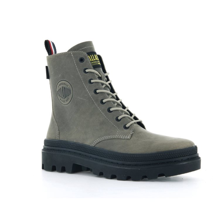 Bottes Palladium Pallatrooper Off-3 Femme Vert Olive | FR EXT512F